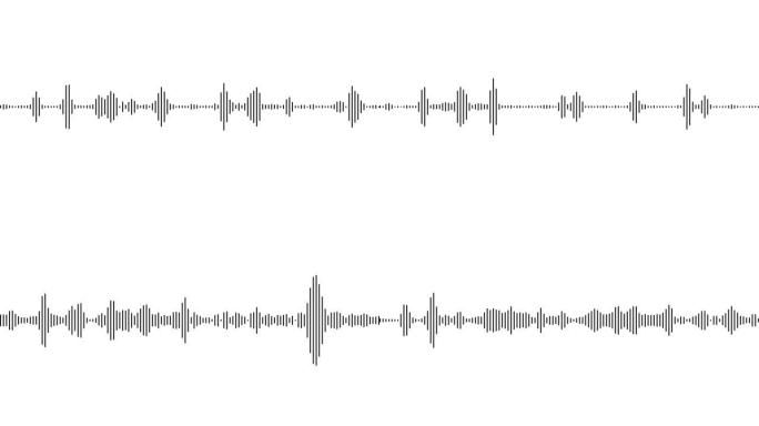 白色背景上的音频波形循环动画。音乐，音频技术概念。