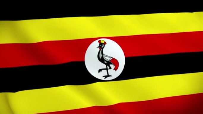 4k乌干达国家动画标志，乌干达动画国旗，乌干达国旗挥舞，乌干达动画国旗。