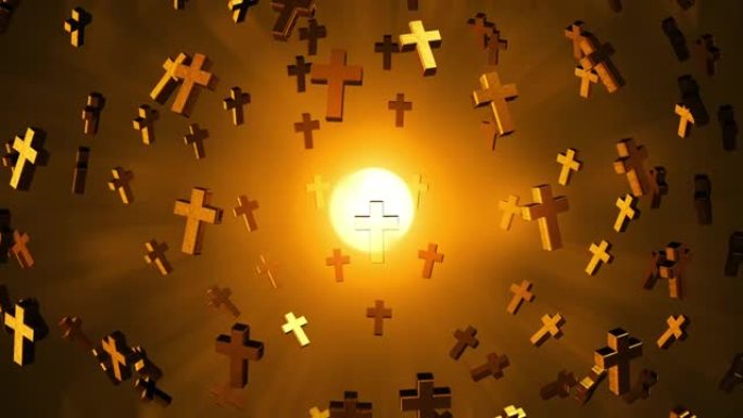 黄金符号十字架的3D动画