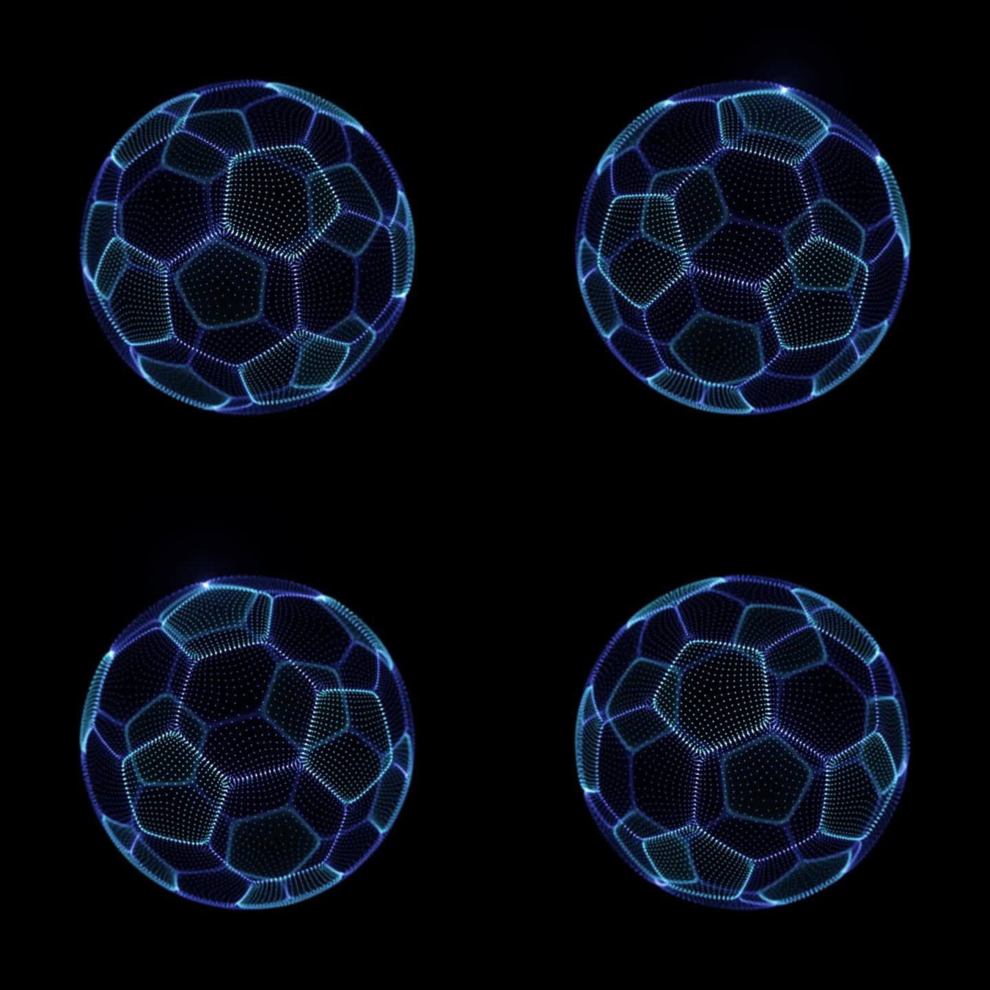 科技感3D粒子足球 循环 带透明通道
