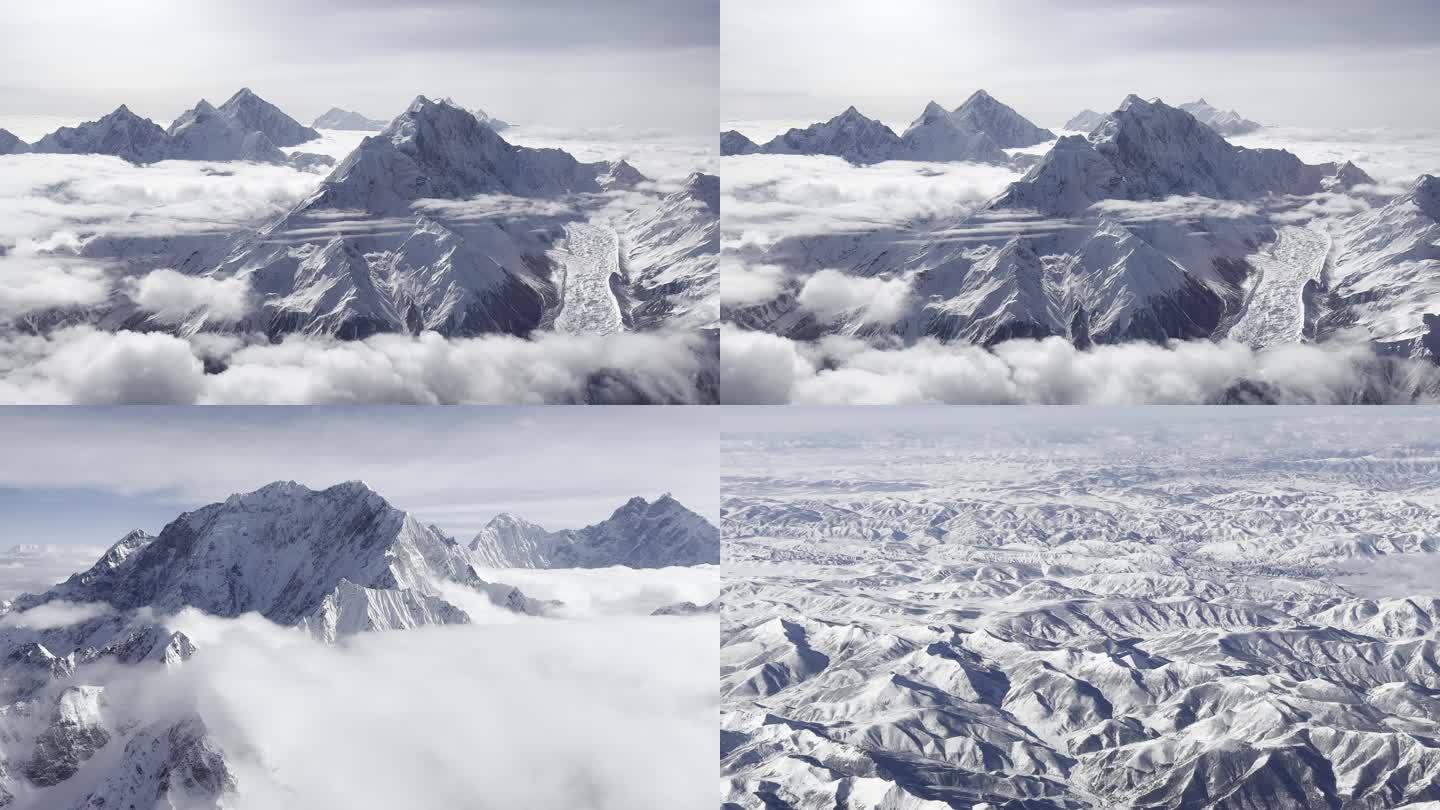 飞机上俯瞰川藏高原雪山