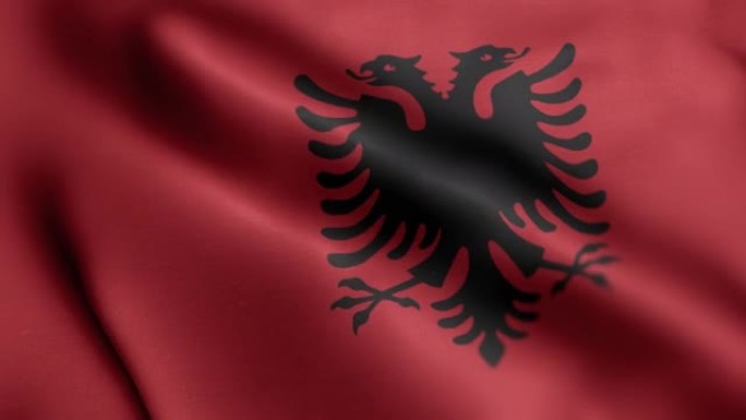 阿尔巴尼亚国旗-阿尔巴尼亚国旗高细节-国旗阿尔巴尼亚波浪图案可循环元素-高分辨率和高细节织物纹理和无