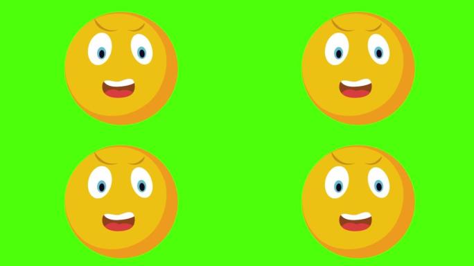 一个黄色圆形脸在绿色背景上发誓的3D动画