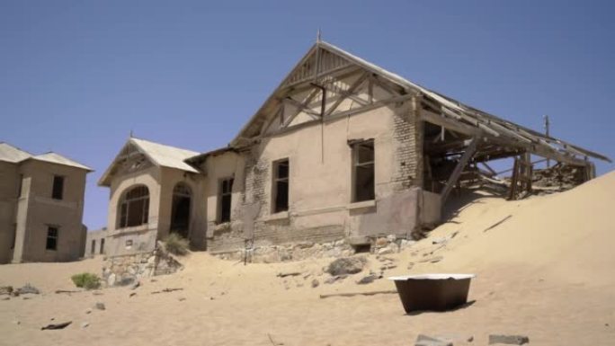 纳米比亚被遗弃的城市Kolmanskop。古城，非洲沙漠中的沙子