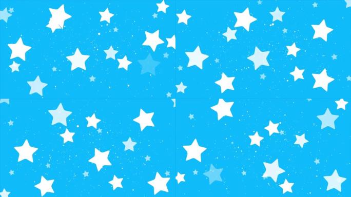 蓝色抽象背景运动设计上的白色星星和闪亮的尘埃颗粒