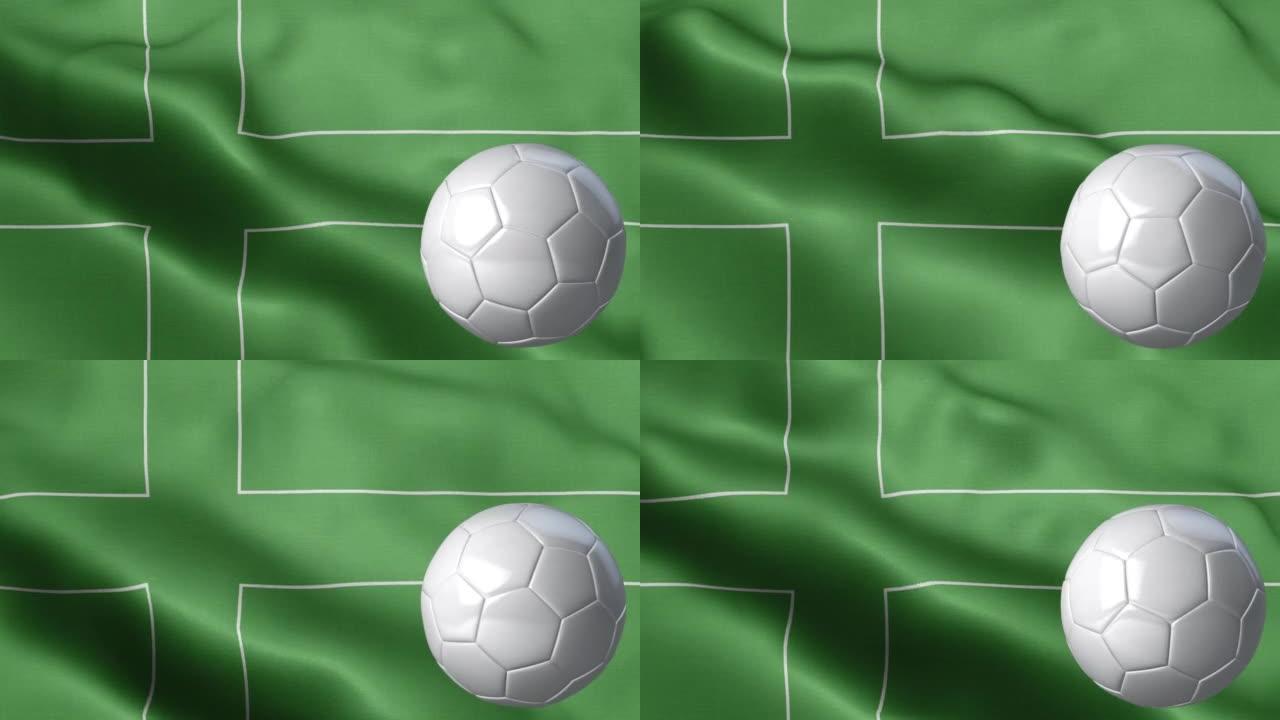 国旗的拉多尼亚和足球-拉多尼亚旗高细节-国旗拉多尼亚波浪图案循环元素-织物纹理和无尽循环-足球和旗帜