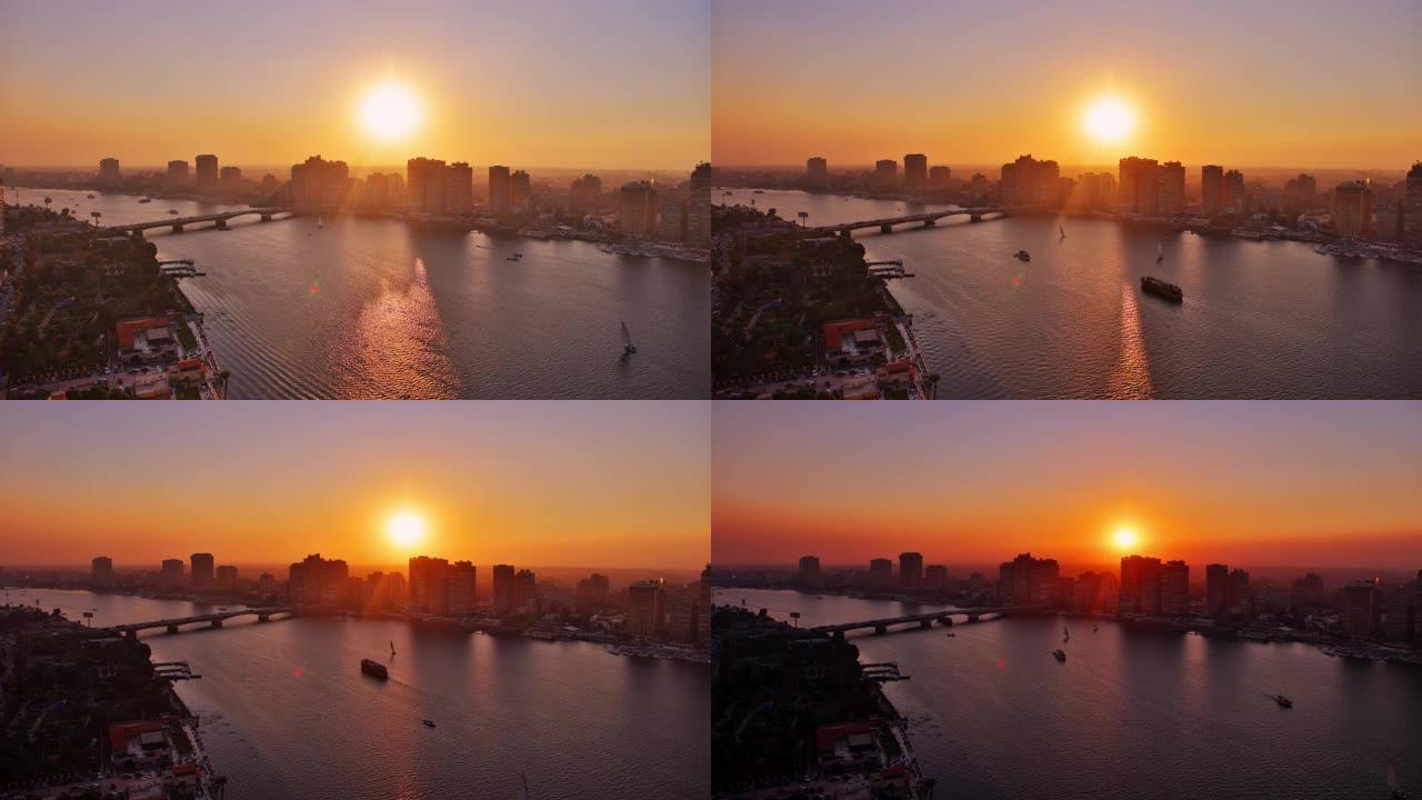开罗,埃及日转夜海上交通宣传形象片