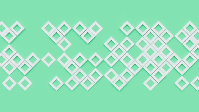 方形几何图案，无缝循环抽象动画背景，移动立方体块矩形框架，3d马赛克壁纸