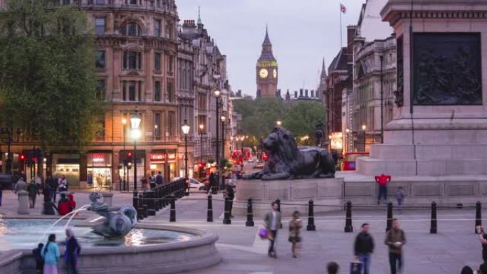 英国伦敦，大本钟和特拉法加广场