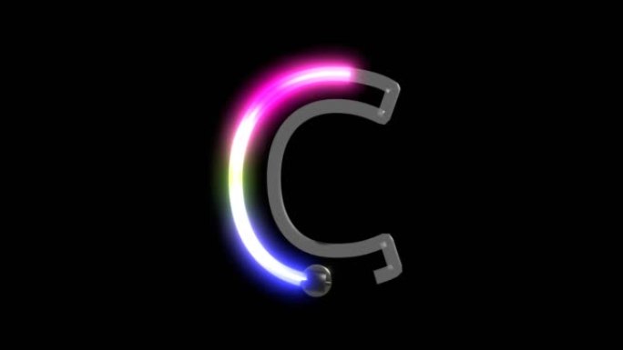 霓虹灯打开字母C的动画