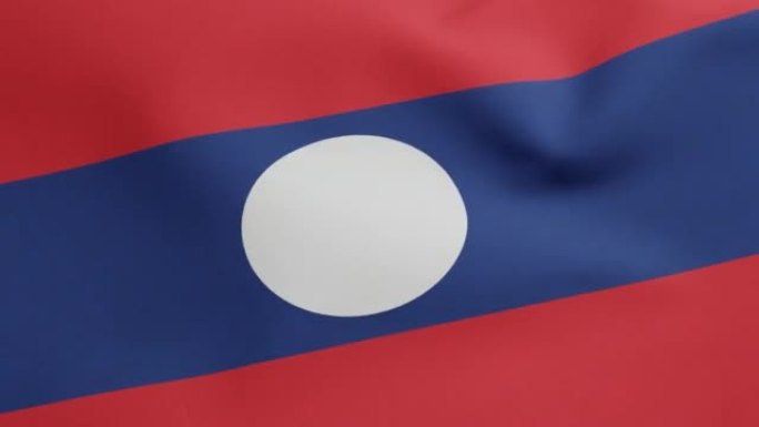 老挝国旗挥舞原尺寸和颜色3D渲染，老挝人民民主共和国国旗纺织品由Maha Sila Viravong