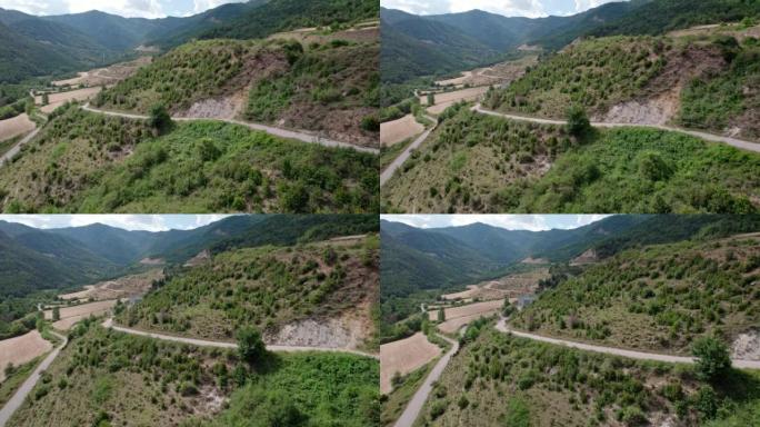 山景中的快速入门之路。穿过山间桥的高速公路。