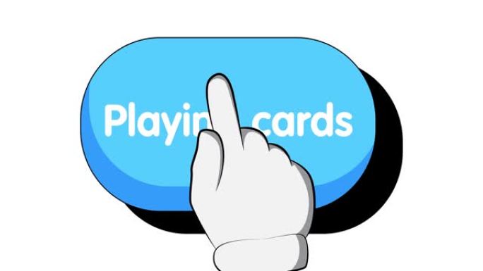 带有扑克牌文字的大标志。手按食指点击按钮。