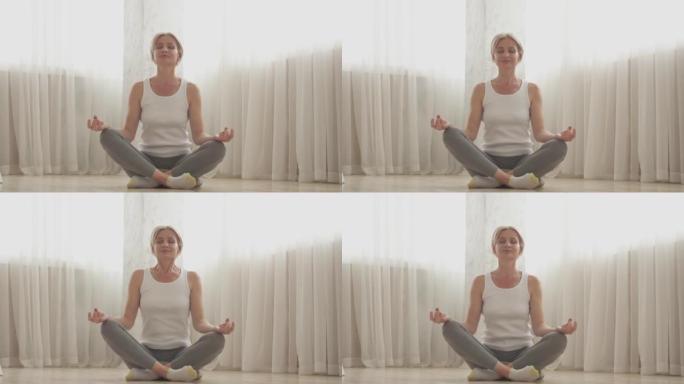 健康生活平静的女人瑜伽练习平静