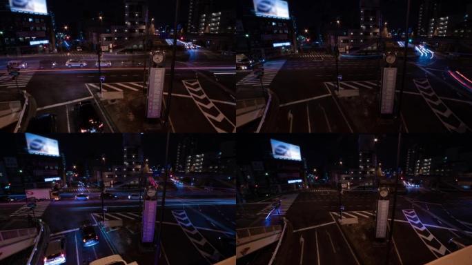 东京城市街道交通拥堵的夜晚时光倒流