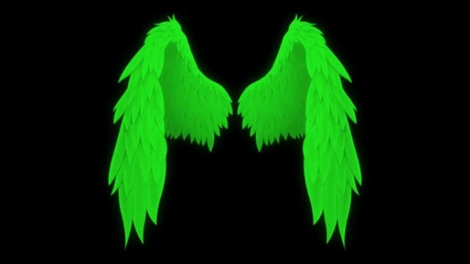 绿色背景上的动画绿色翅膀隔离。