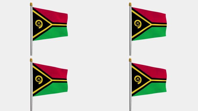 瓦努阿图国旗在风中飘扬的循环视频，4k的慢动作视频，带Alpha通道