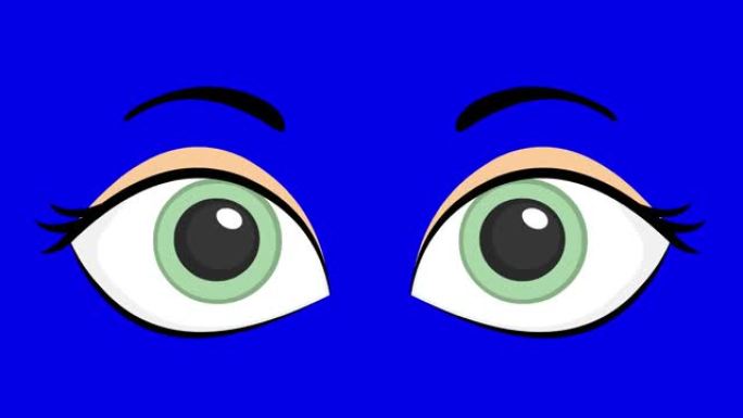 绿色女性眼睛闪烁的循环动画