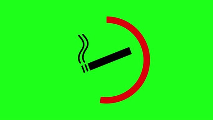 动画不吸烟的信号。这里禁止吸烟，室内禁止吸烟。绿色背景上的4k动画。彩色的关键