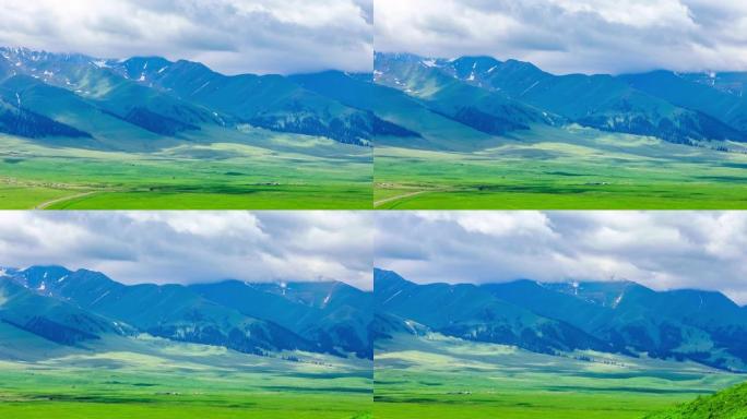 新疆绿草如山自然景观