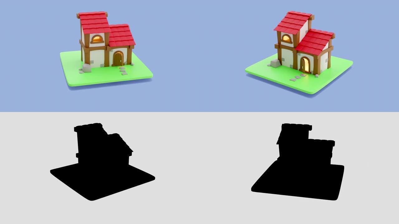 背景上简单房屋的3d可视化