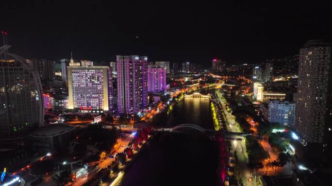 大理西洱河夜景航拍