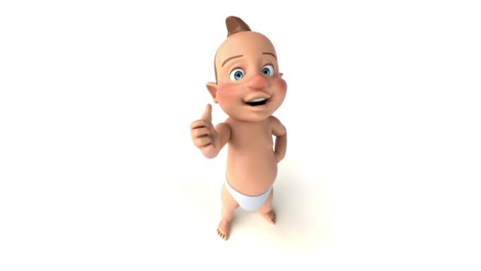 一个竖起大拇指的婴儿的有趣3D卡通