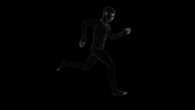 全息图人类跑步。医疗和技术概念