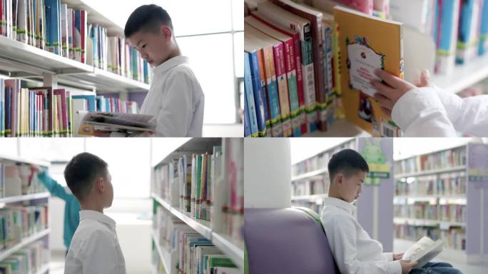 4K小学生图书馆看书【合集】