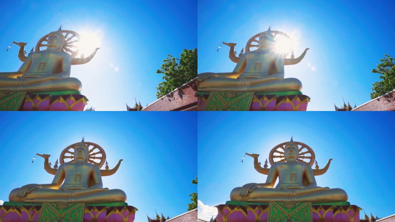 泰国苏梅岛 (大佛寺) 摄像机从右向左滑动