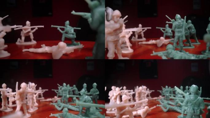 战斗中的塑料玩具士兵