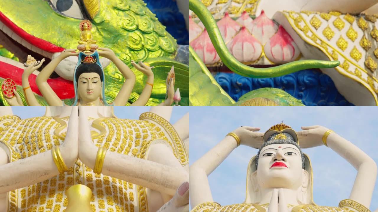 泰国苏梅岛Wat Plai Leam寺的18臂观音像