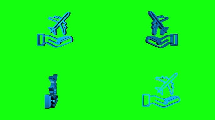 飞机手图标，适合任何目的的伟大设计。手绘纸飞机。连续线条图。3d图标。运动图形。