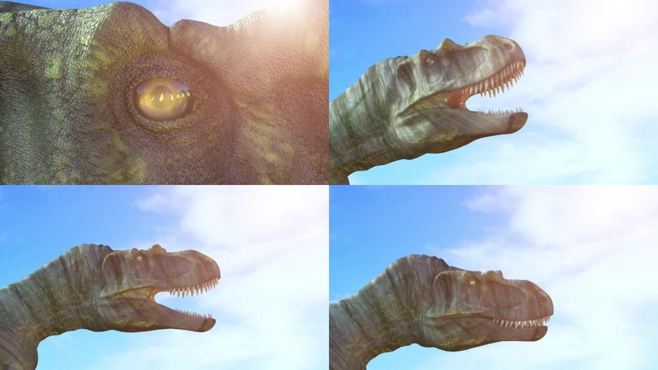 恐龙头部的眼睛特写渲染3d
