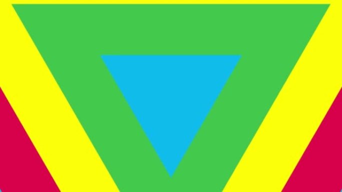 多色缩放三角形。抽象动态几何背景。无缝循环几何背景