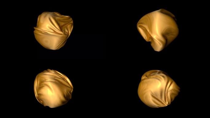 纺织布料的3D动画，金球。