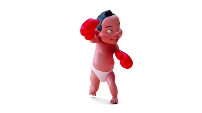 有趣的3D婴儿拳击卡通