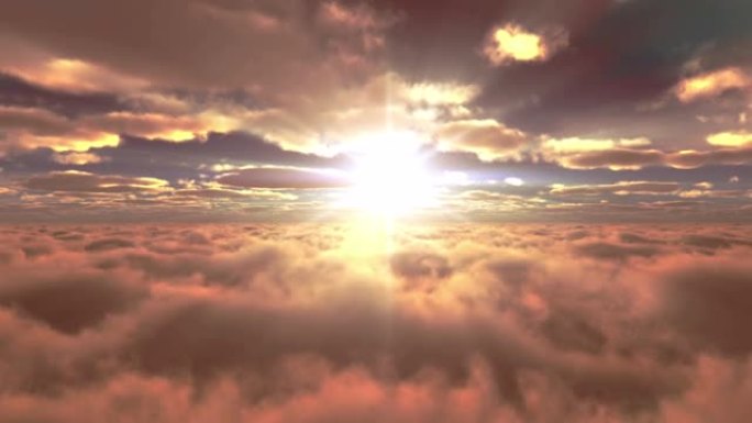 飞越日落云4k壮丽云层云层穿梭云层仙境