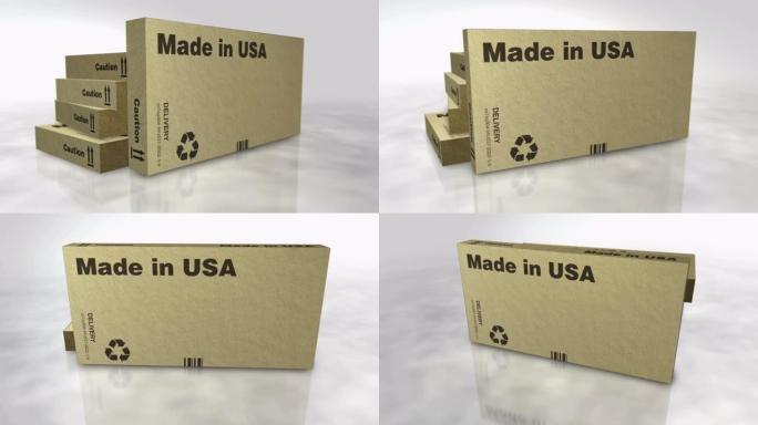 美国制造盒子抽象概念3d渲染