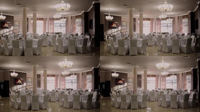 婚礼节日餐桌，配有食品饮料和装饰