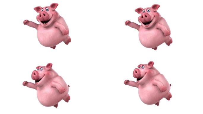 有趣的3D卡通猪飞