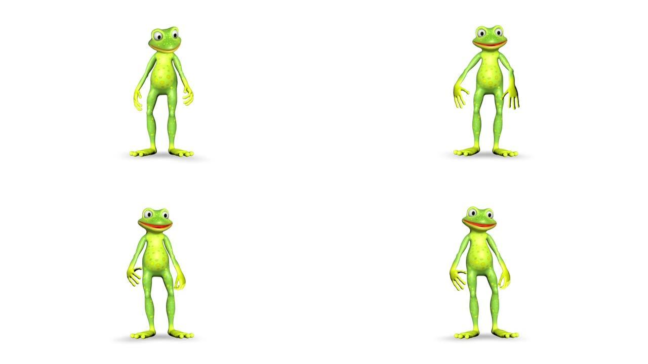 白色背景上的青蛙舞蹈循环