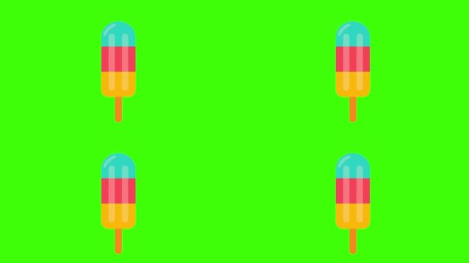 绿色屏幕上会弹出彩色冰淇淋的图标