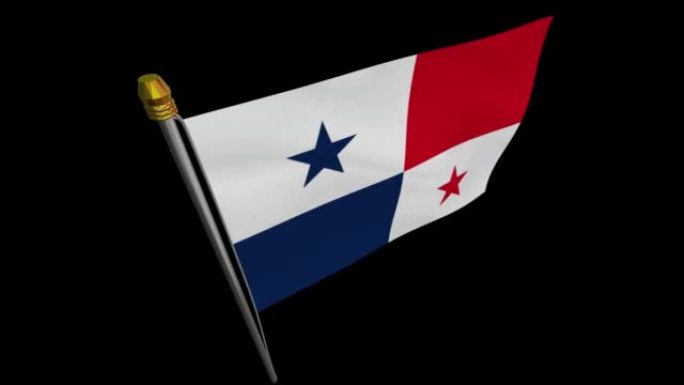 巴拿马国旗在风中飘扬的循环视频，4k的慢动作视频，带Alpha通道