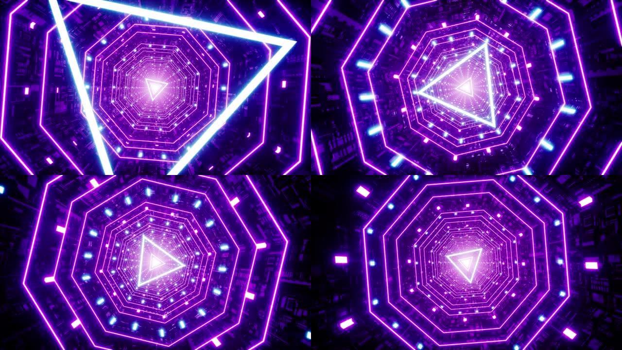 紫色三角光八角形隧道VJ环路