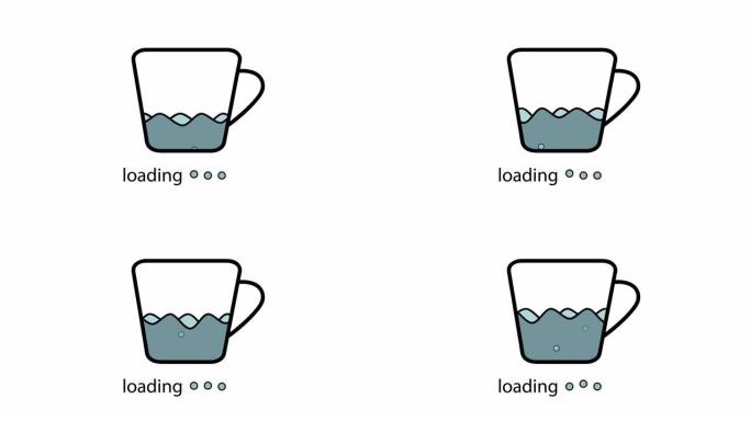 等待下载。液体充满杯子。4k视频插图。