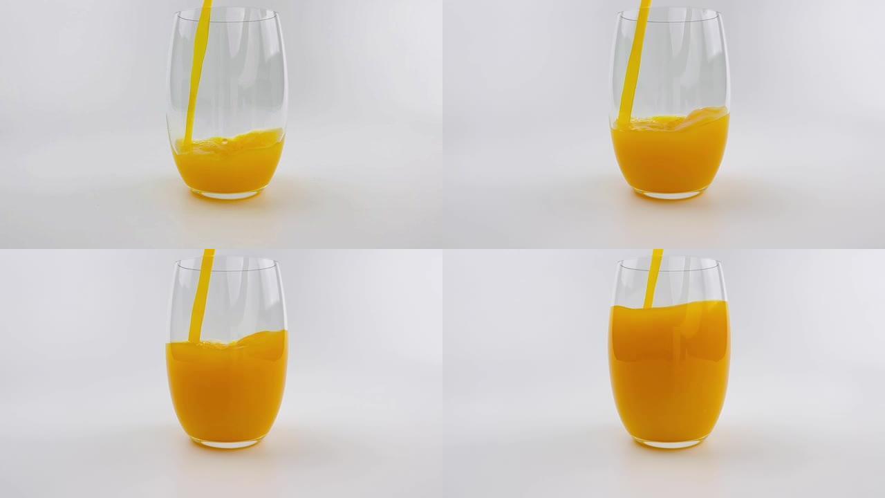 慢动作用橙浆将橙汁