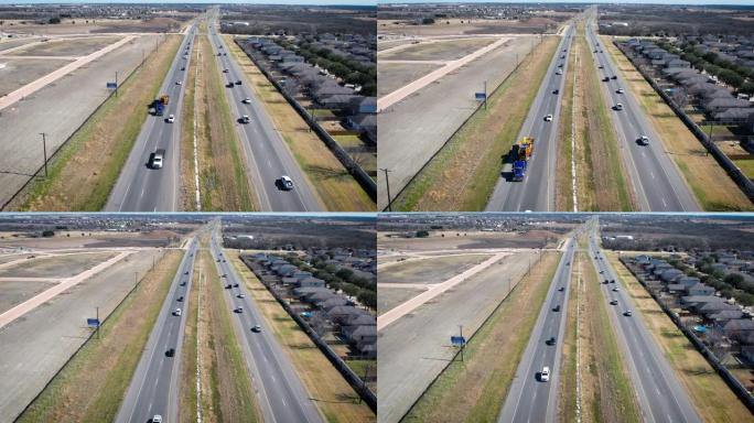 德克萨斯州埃尔金的公路开放，这是奥斯汀郊外一个不断发展的城市