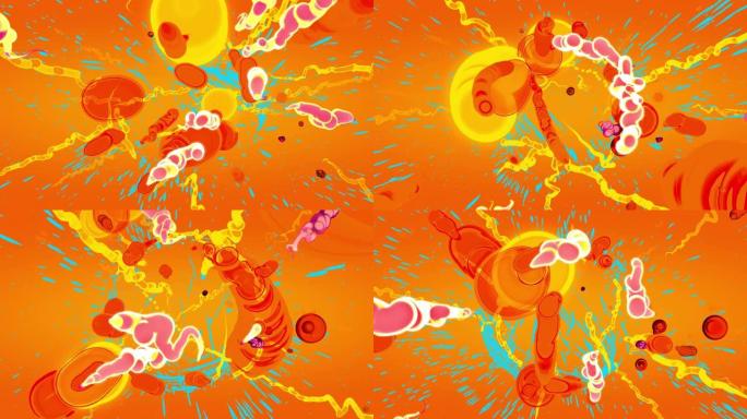 Cel动画漫画风格的有机抽象橙色促销背景循环