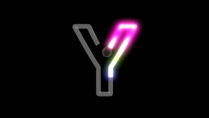 霓虹灯打开字母Y的动画